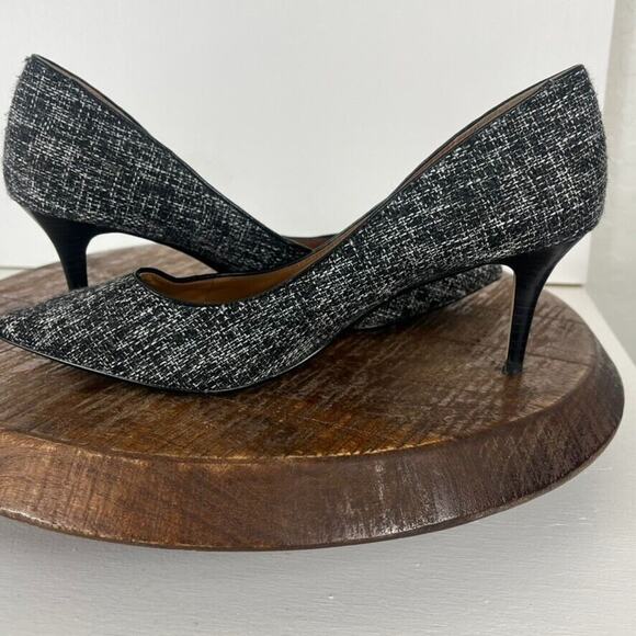Banana Republic Heels Pumps Womens 8.5 Black White Tweed Fabric Leather - Picture 9 of 12